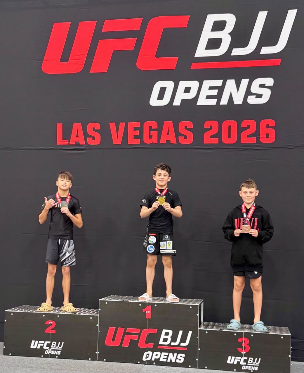 Mission Jiu Jitsu students on the podium at UFC BJJ Opens Las Vegas 2026