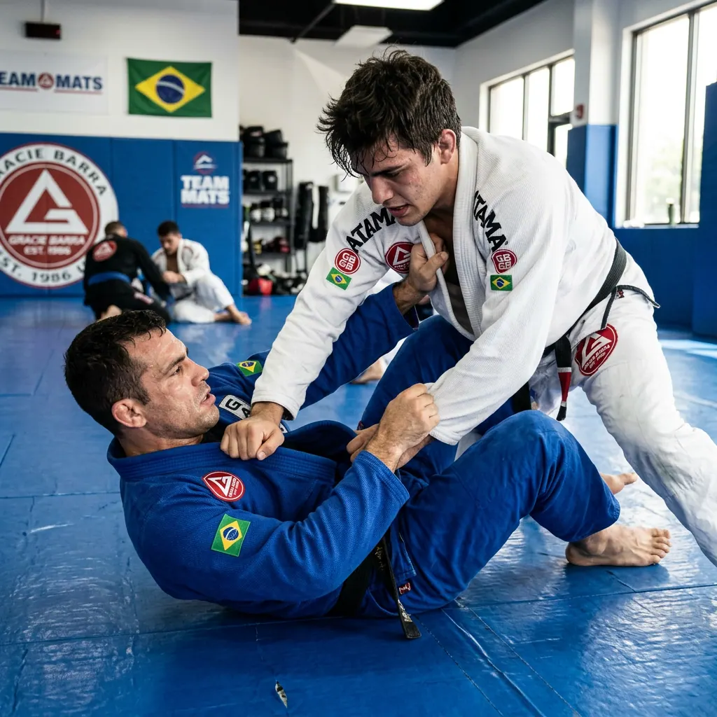 Adults training Brazilian Jiu Jitsu at Mission Jiu Jitsu Academy near Painted Trails, Mission Viejo