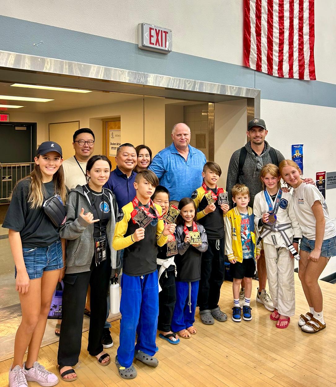 Mission Jiu Jitsu kids team with medals — Los Angeles Open