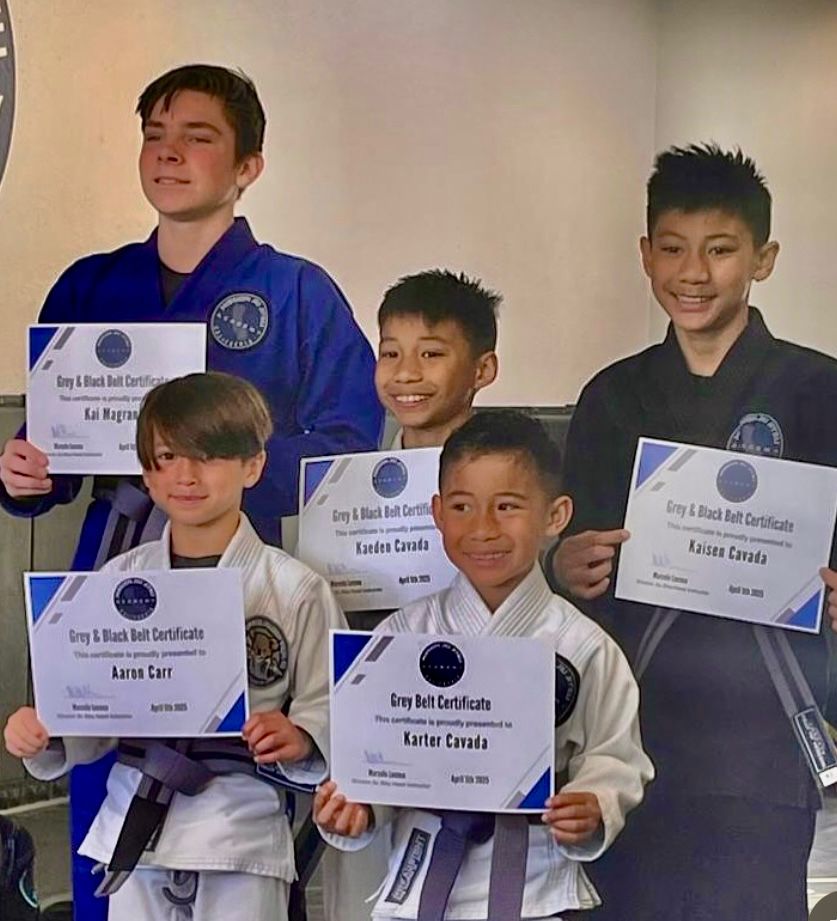 Kids belt promotion — Grey & Black Belt certificates