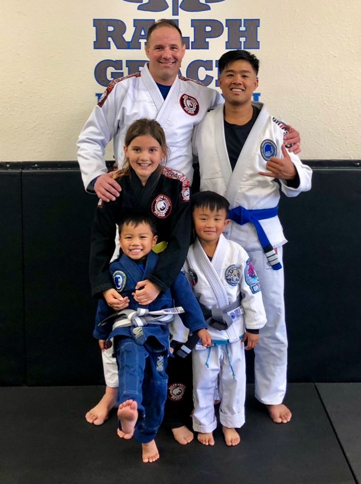 Coach with kids team at Ralph Gracie Mission Viejo