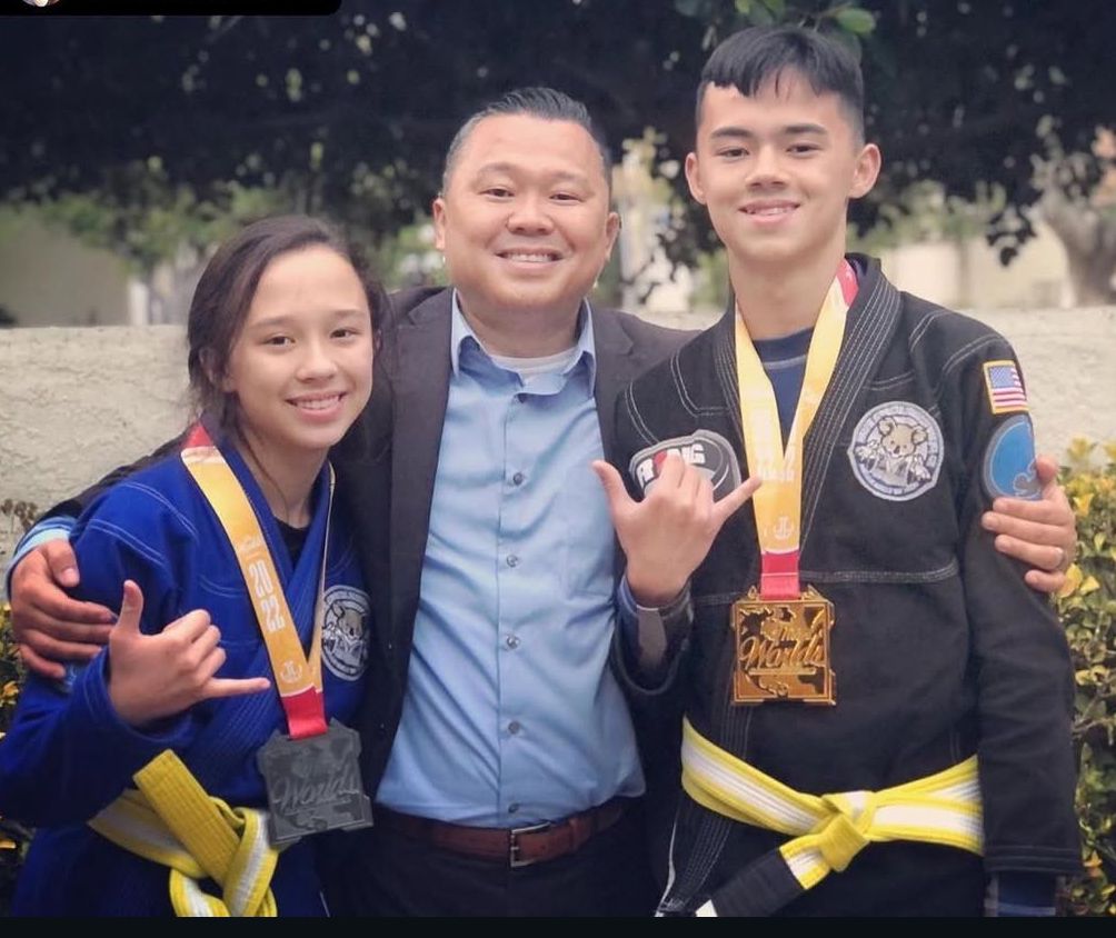 Students with World Championship medals