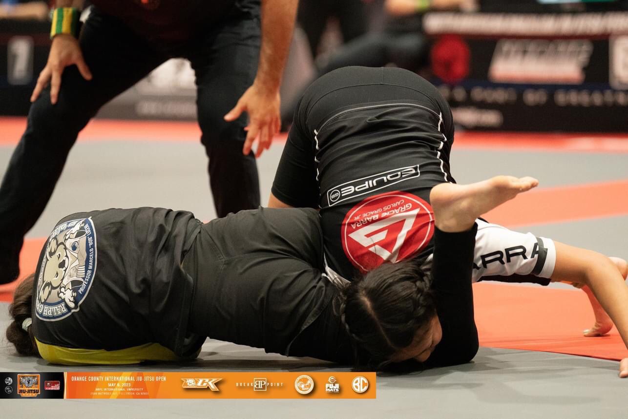 Mission Jiu Jitsu student finishing match at Orange County International Jiu-Jitsu Open