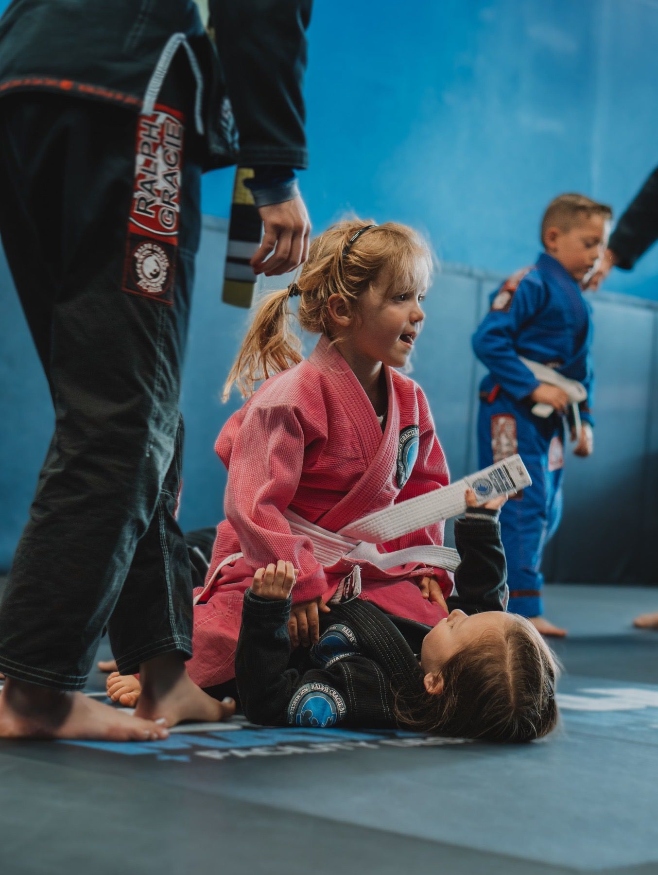 Young Mission Jiu Jitsu students drilling in class